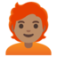 Person, Medium Skin Tone: Red Hair Google Noto emoji