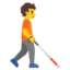 Person with white cane: facing right Google Noto emoji