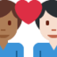 ハートと男性カップル（明るい肌色） (Twitter)