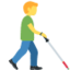Man with white cane: facing right Twitter/X emoji