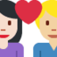 Couple With Heart: Woman, Man（明るい肌色） (Twitter)