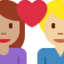 Couple With Heart: Woman, Man（やや明るい肌色） (Twitter)