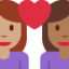 Эмодзи 👩🏽‍❤️‍👩🏾 Twitter.com