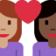 Эмодзи 👩🏽‍❤️‍👩🏿 Twitter.com