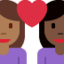 Эмодзи 👩🏾‍❤️‍👩🏿 Twitter.com