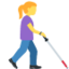 Woman with white cane: facing right Twitter/X emoji