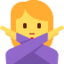 Woman gesturing NO Twitter/X emoji