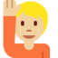 Person Raising Hand: Medium Light Skin Tone Twitter/X emoji