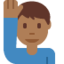 Man Raising Hand（やや暗い肌色） (Twitter)