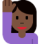 手を挙げる女性（暗い肌色） (Twitter)