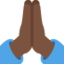Folded Hands: Dark Skin Tone Twitter/X emoji