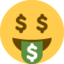 Money-mouth face Twitter/X emoji