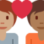 ハートとカップル（中間の肌色） (Twitter)