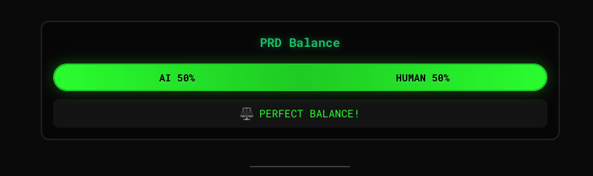 PRD Balance - Perfect 50/50 goes GREEN
