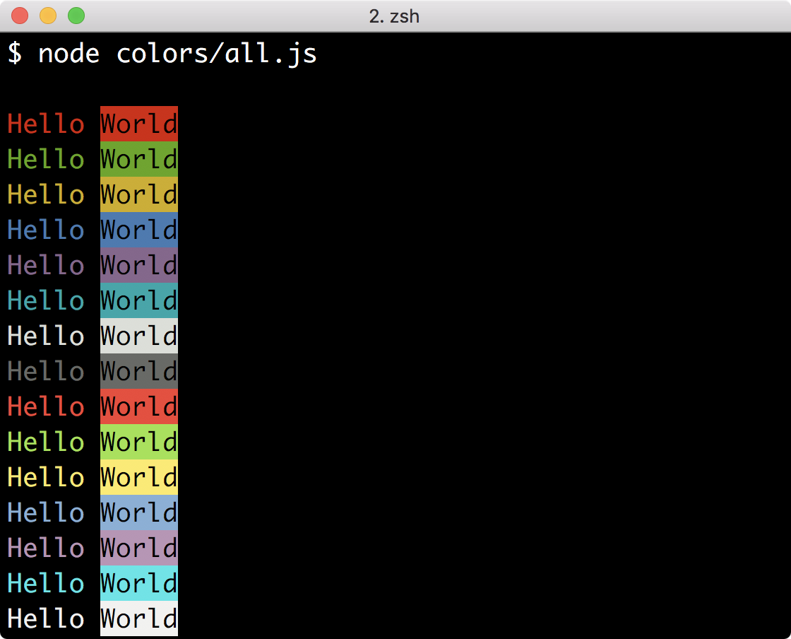 cli colors all