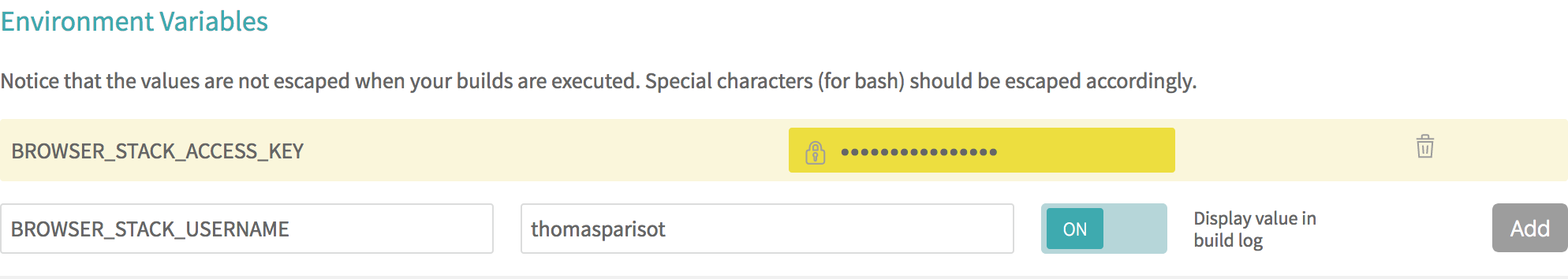 travis ci encrypted env