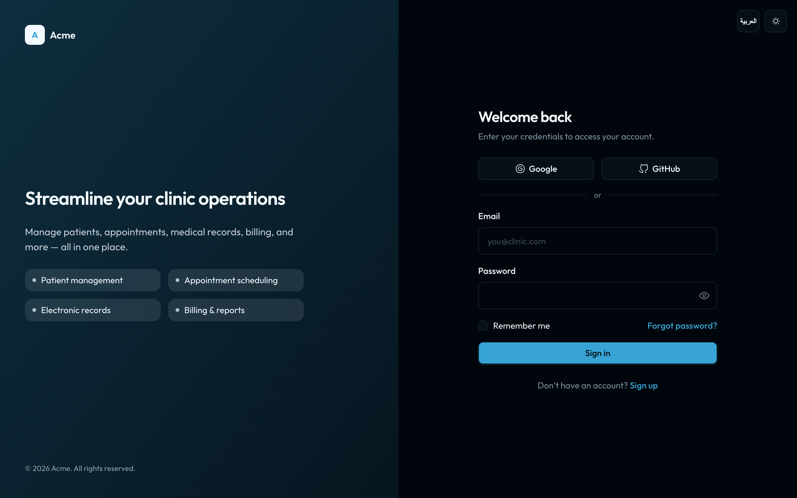 TailAdmin Sign in, dark
