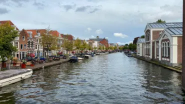 The river 'Oude Rijn' in Leiden, a city and municipality in the province of South Holland, Netherlands.