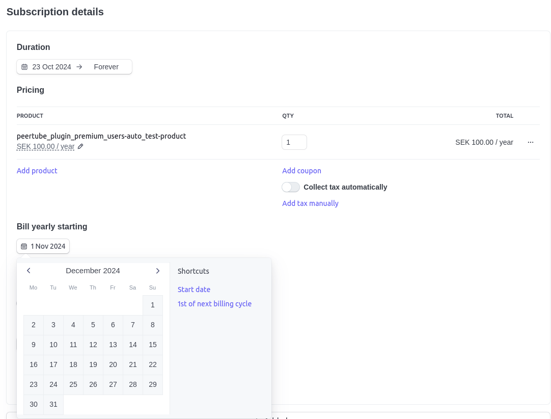 Manually add premium user