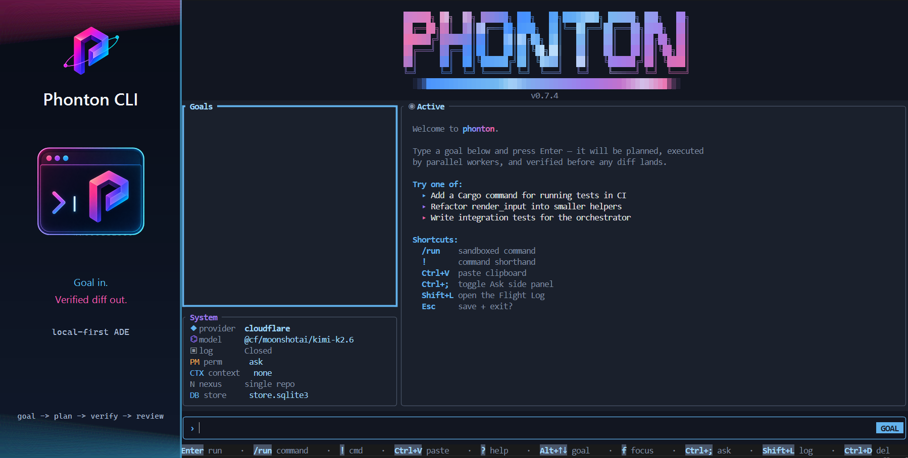 Phonton CLI terminal UI preview