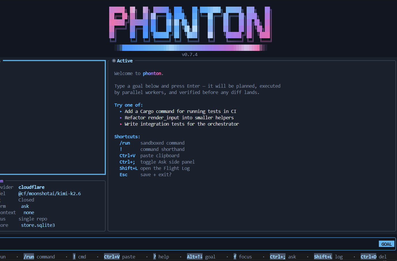 Phonton CLI terminal UI preview