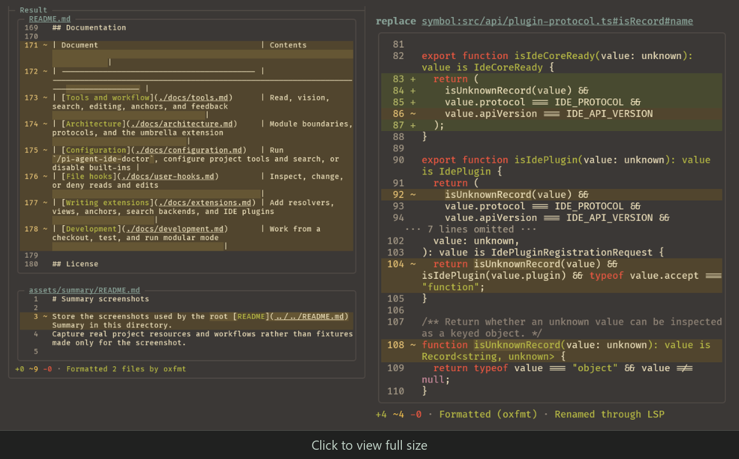 Pi Agent IDE editing examples