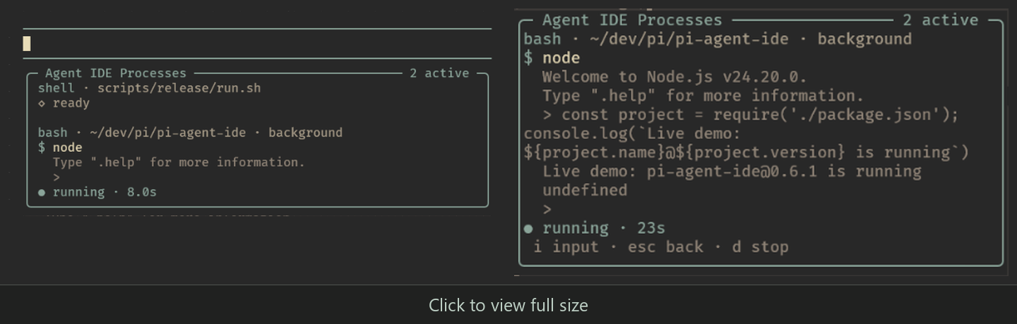 User-facing process view for active terminal sessions