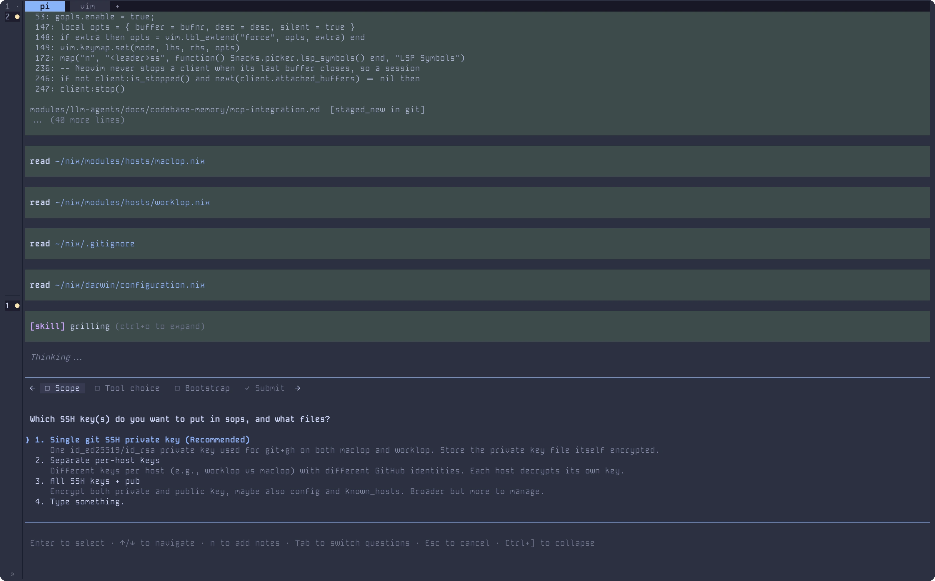 Single question with a preview, options on the left and a bordered markdown box on the right