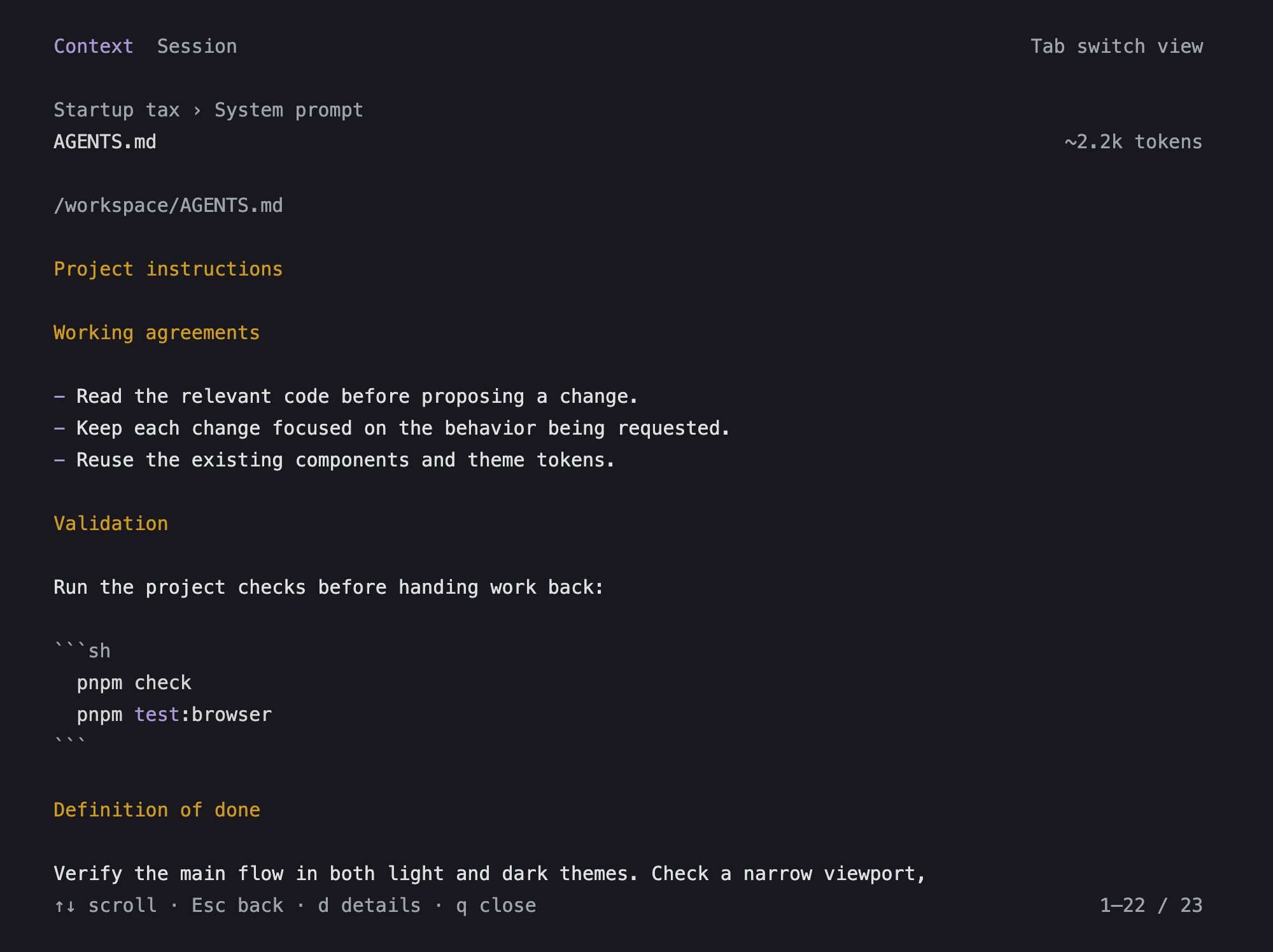 Formatted project instructions