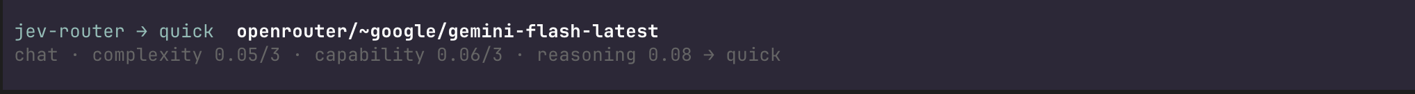 Routing decision shown in the transcript