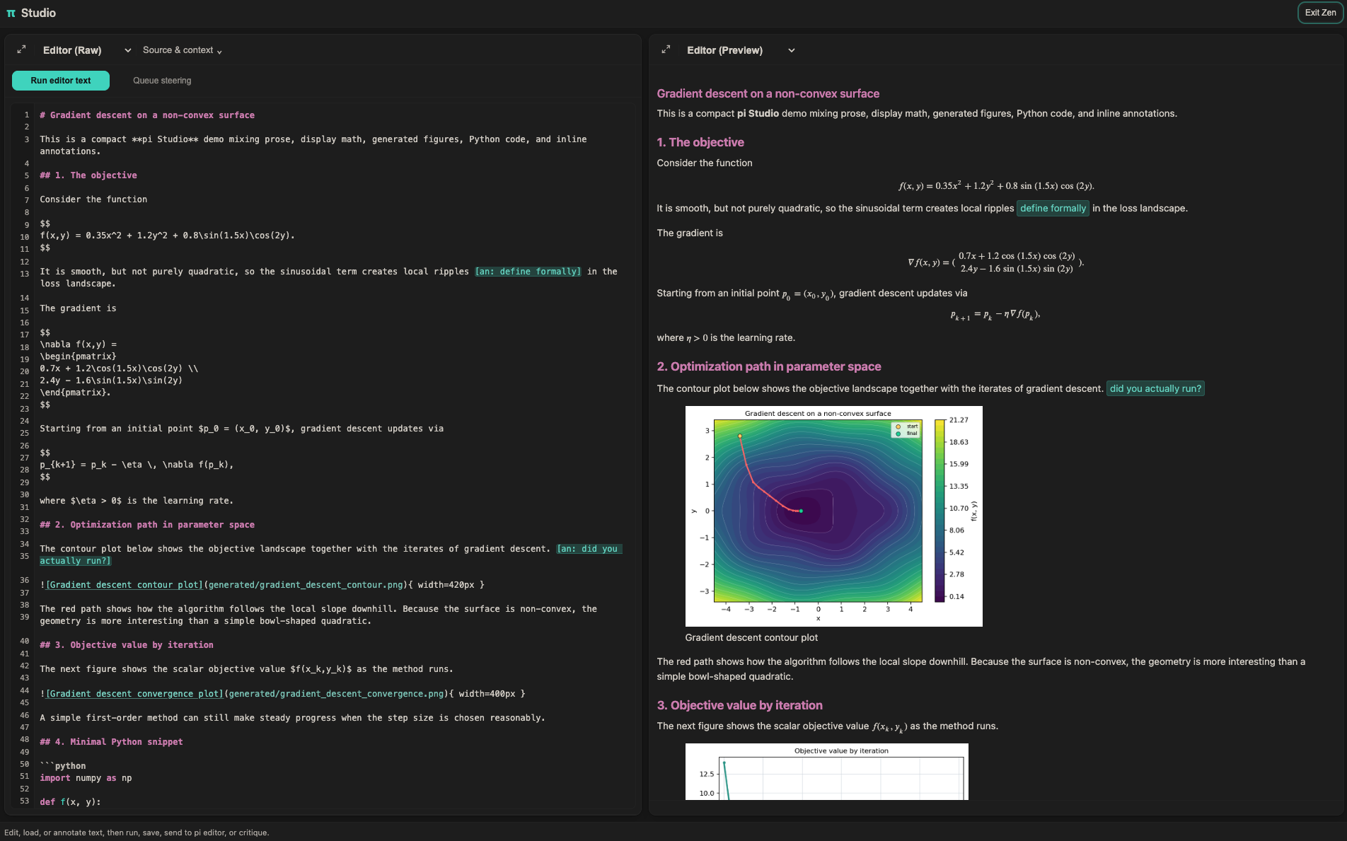 Pi Studio Zen mode (dark)