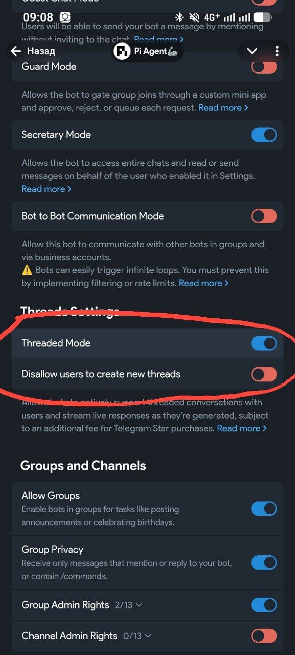 Thread Settings → Threaded Mode, on