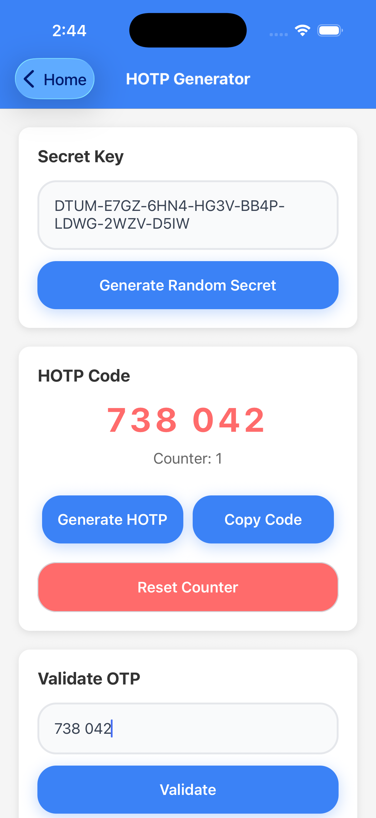 HOTP Demo