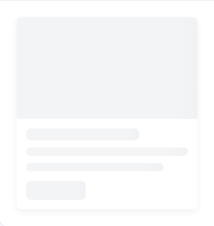 React card skeleton loader with shimmer — image, title, description, and CTA placeholders