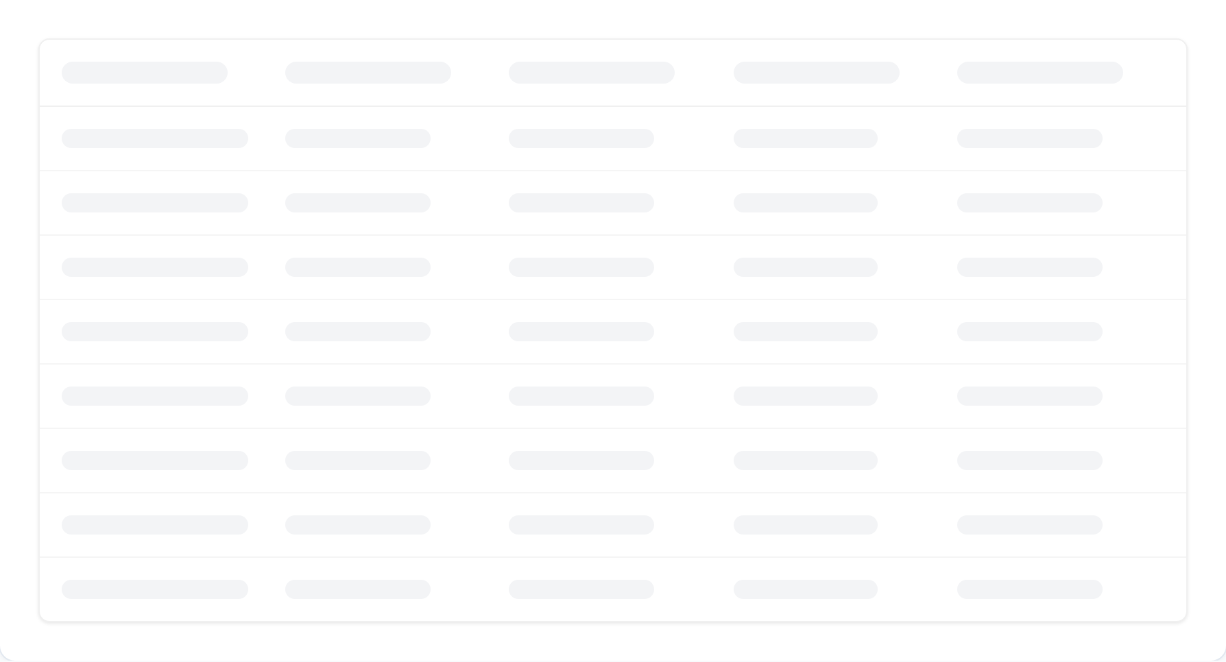 React table skeleton loader with shimmer — configurable rows and columns