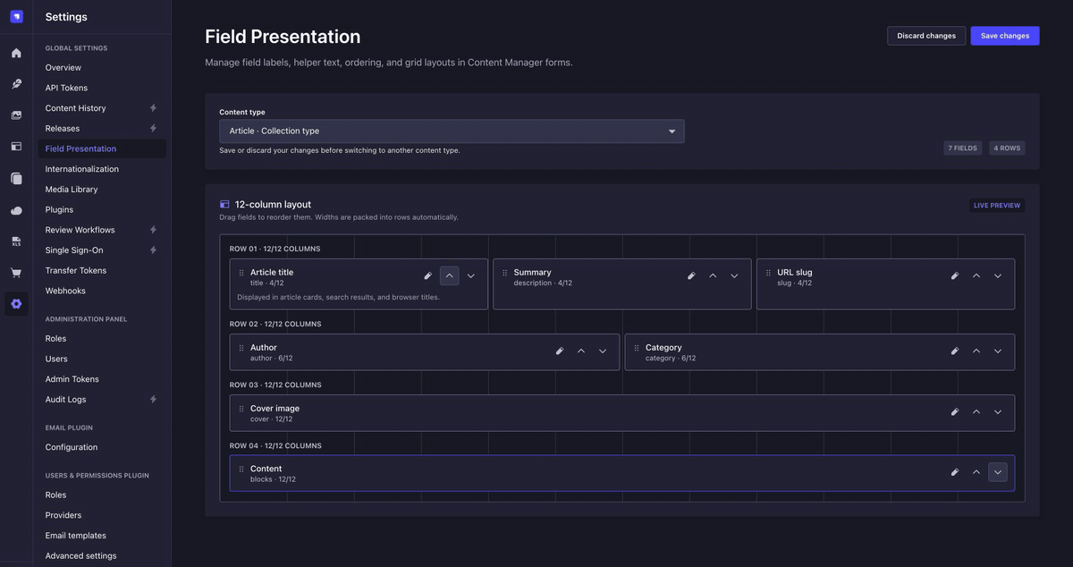 Field Presentation plugin demo