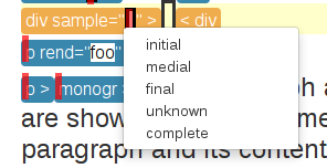 A completion menu in its initial state.