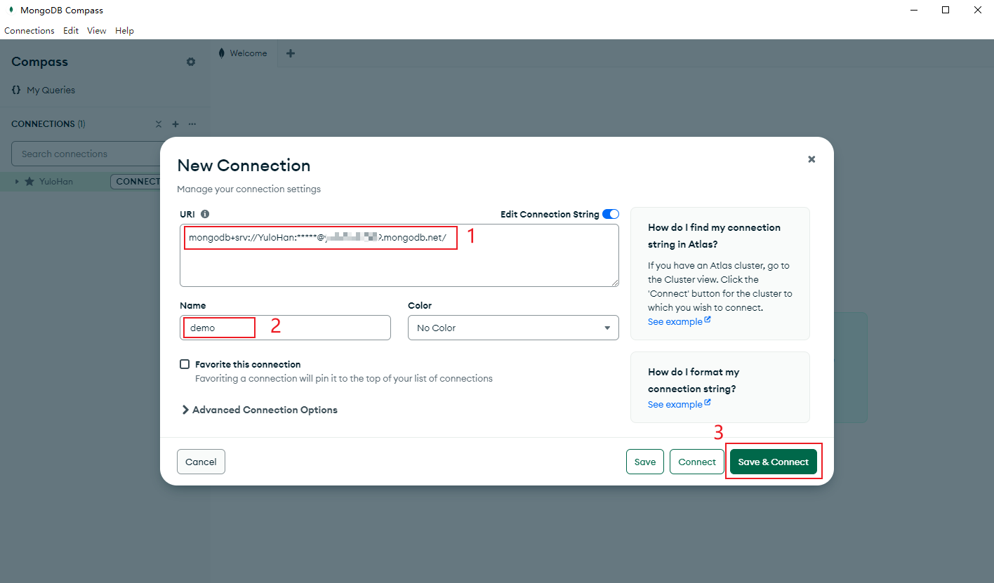 Compass连接数据库
