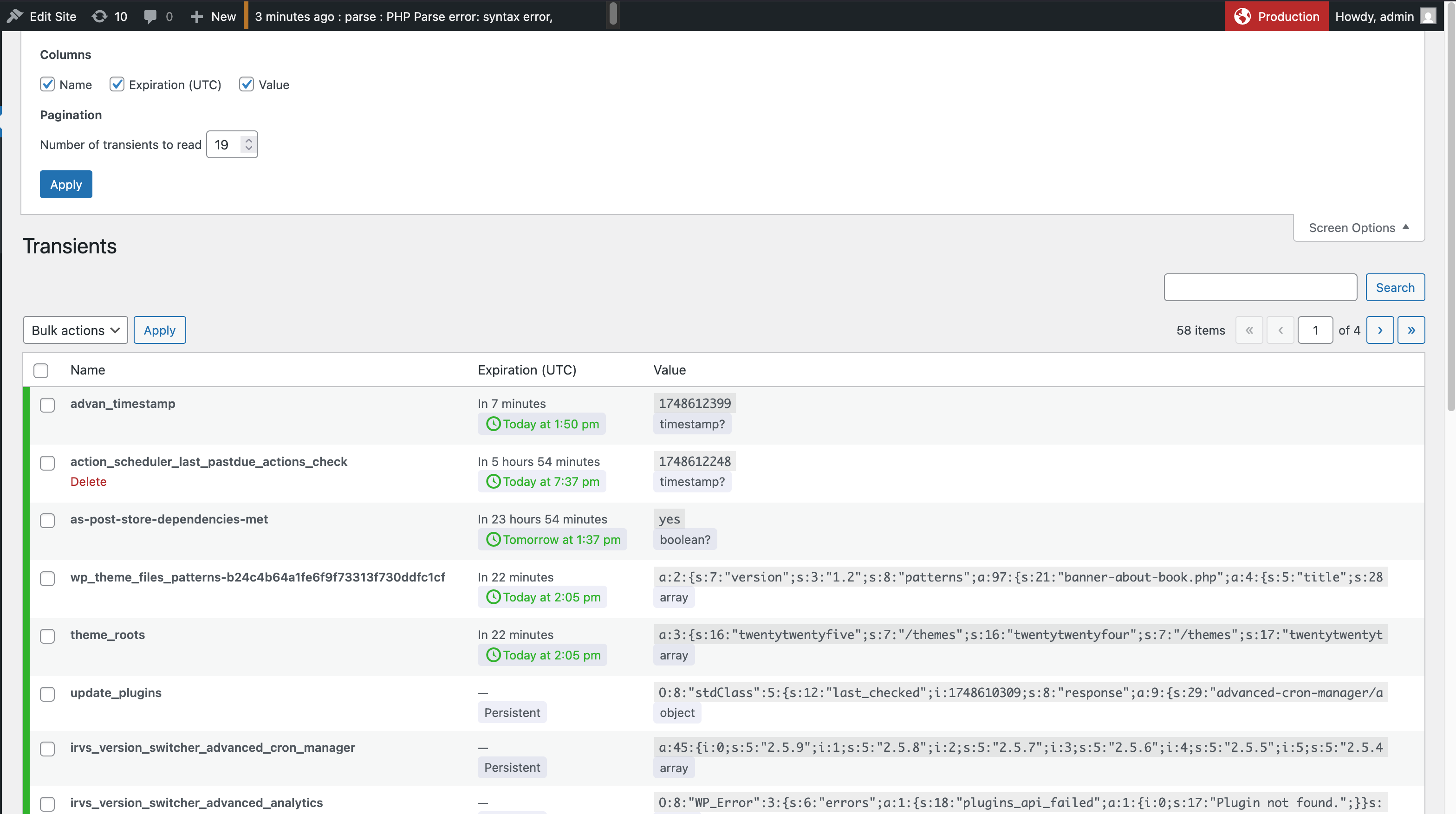 **Transients manager** - Build-in is very powerful transients manager.