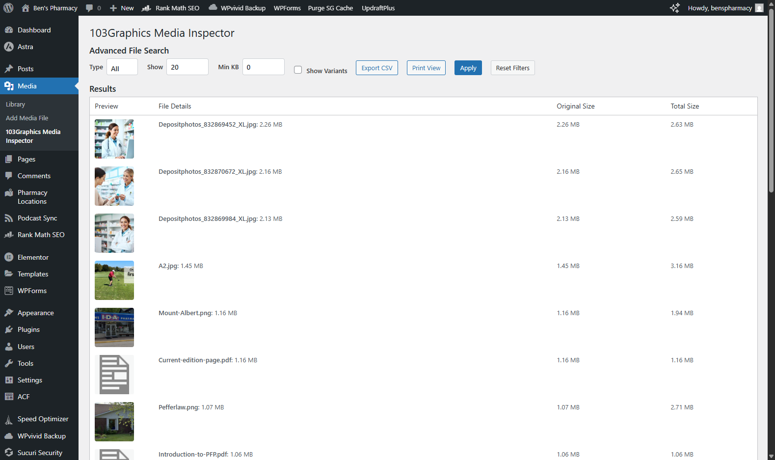 Print View with your logo and site details