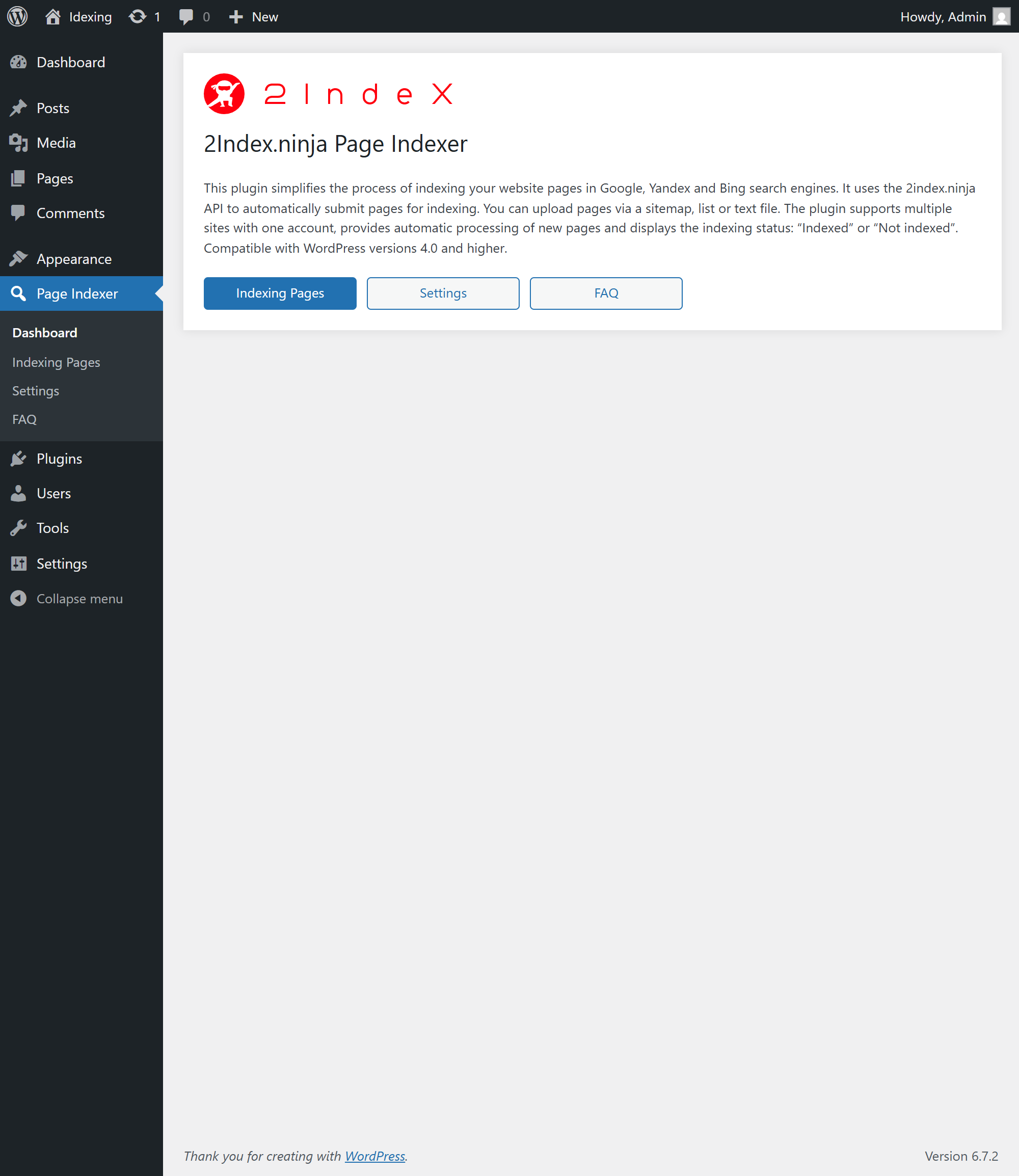 **Main Dashboard** – Provides an overview of the plugin and its features.