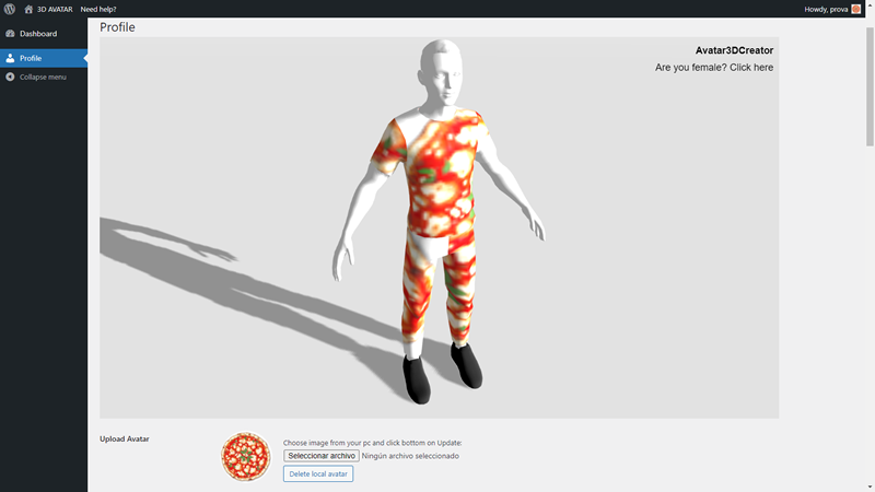 Change image on 3D Avatar