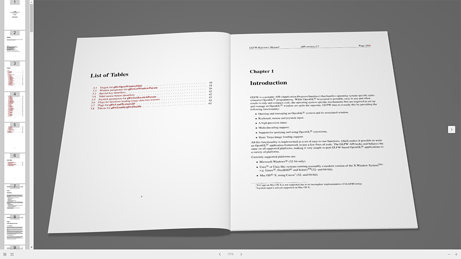 PDF FlipBook viewer with table of contents