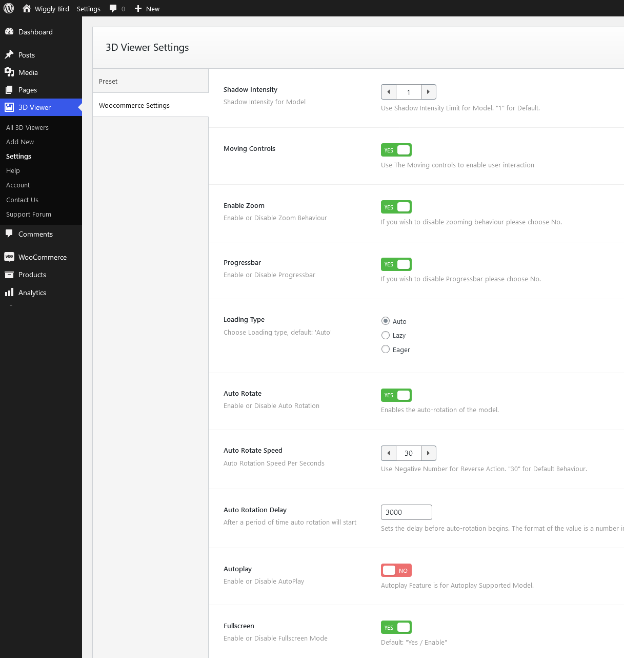 Preset & Woocommerce Settings