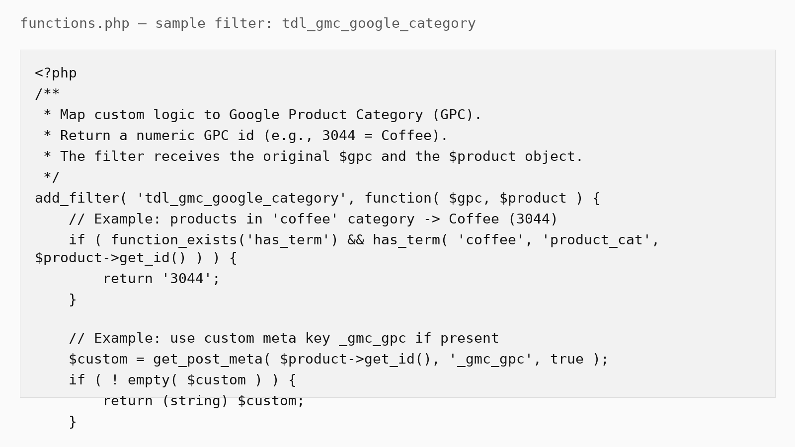 FAQ: How to add google_product_category via filter