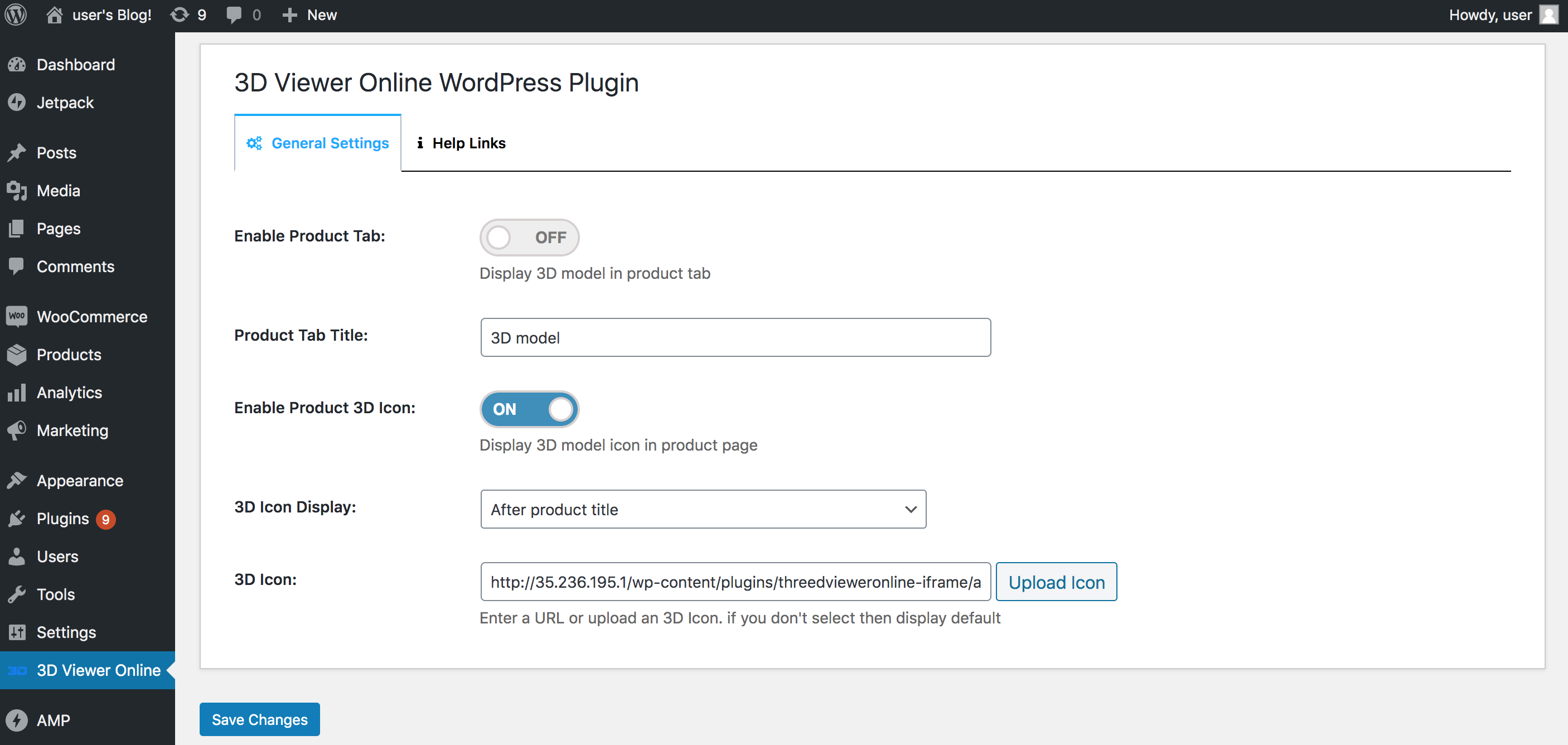 Edit the 3D Viewer Online Plugin settings.