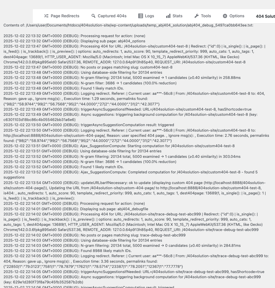 **Email Digest** — Weekly HTML email summarizing captured 404s, resolution rate, and a ranked table of top 404 URLs with color-coded hit badges.