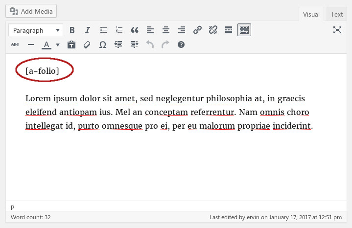Put the shortcode in the content of a page