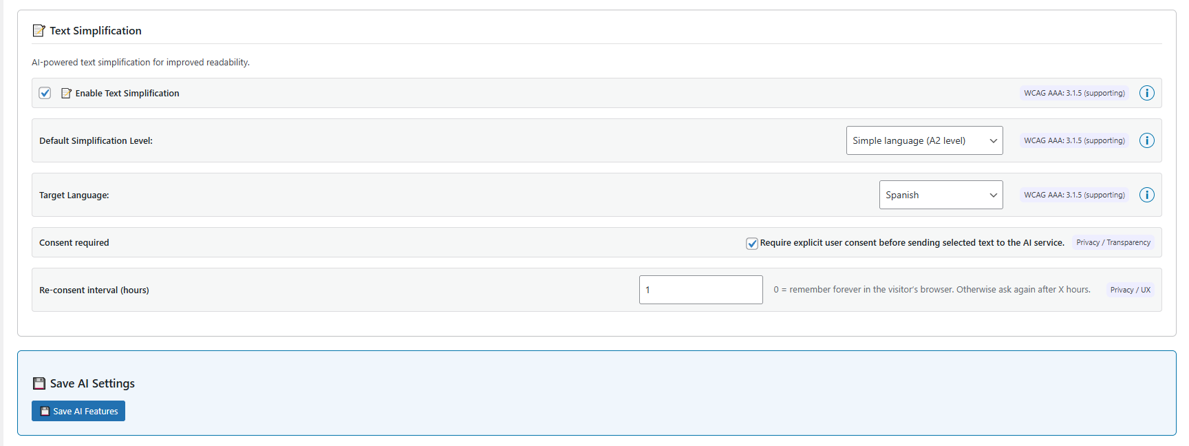 Font and text size controls