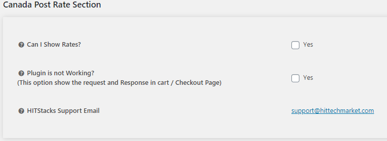 Configuration - Canada Post Rate Section.